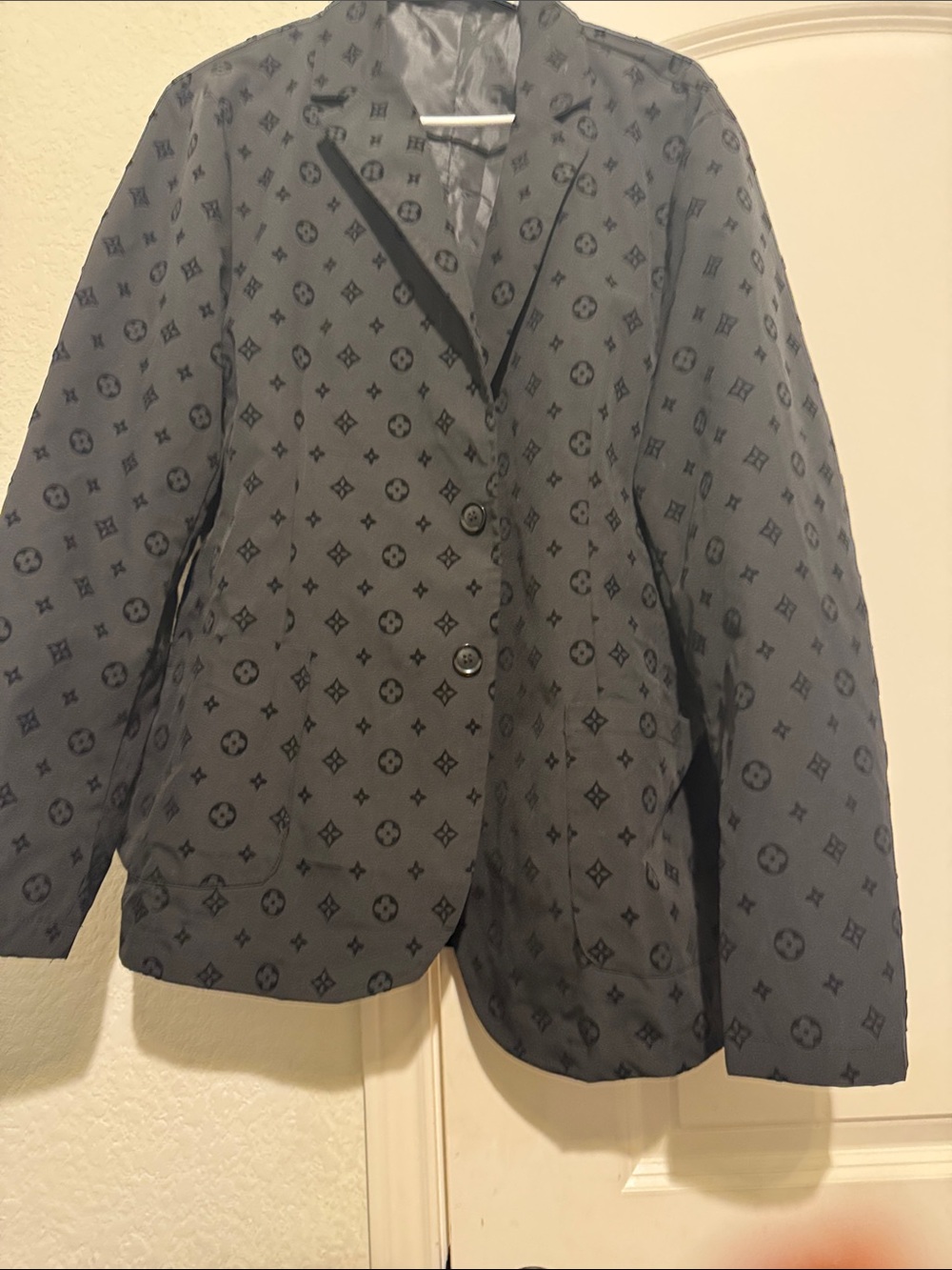 Black Patterned Men's Blazer Jacket